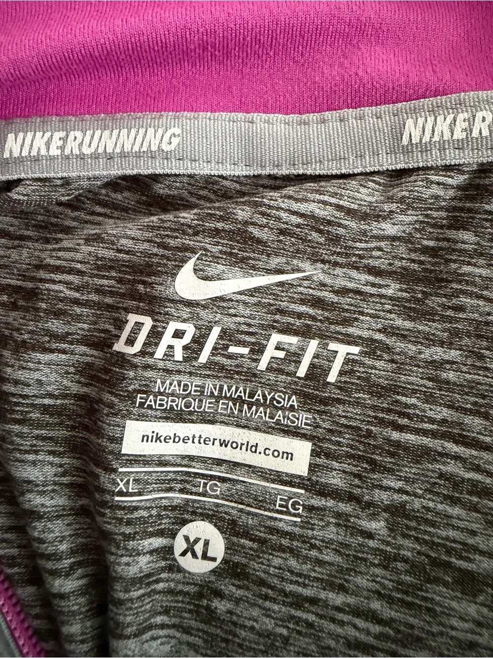 Womens NIKE ELEMENT Dri-Fit 1/4 Zip Pullover Running Top Size XL Grey/Pink